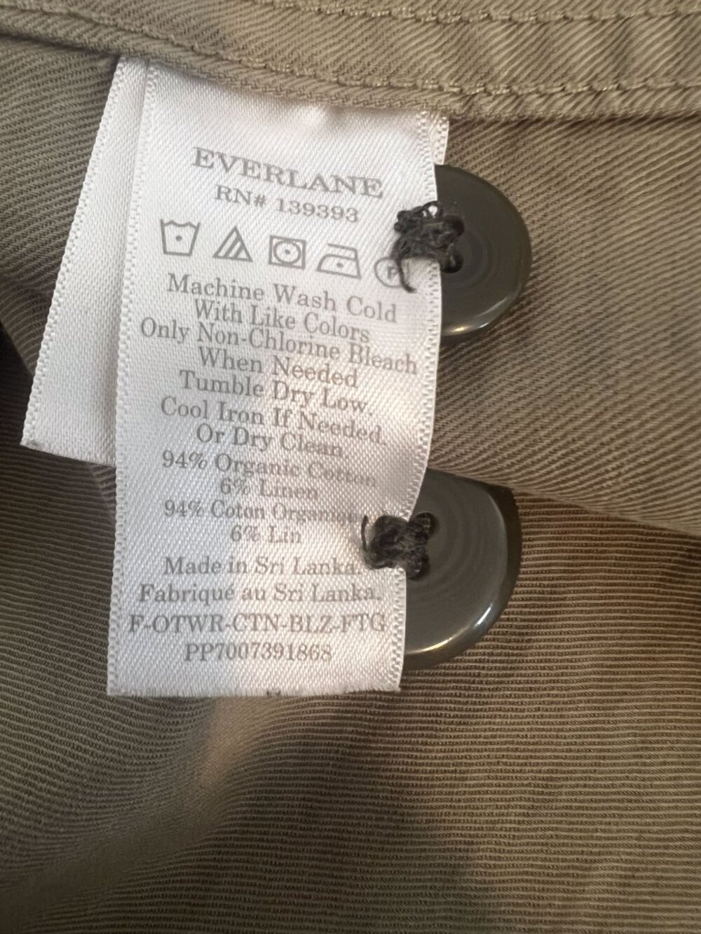 Everlane the fatigue blazer Jacket Chore Coat Army Green Extra Large XL - Picture 13 of 14